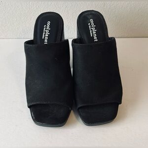 Cool Planet by Steve Madden Black Faux Suede Mules